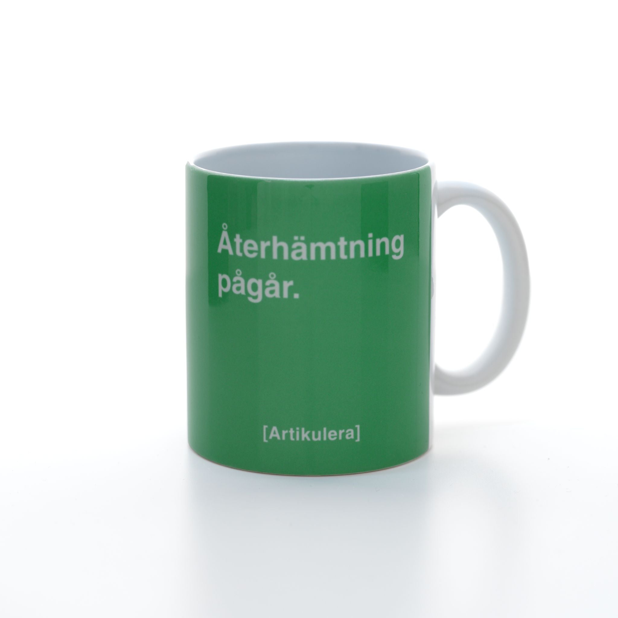 Artikulera-mugg — ”Återhämtning pågår.”